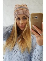 Fleecová čiapka Patrycja K254 pink+cappuccino
