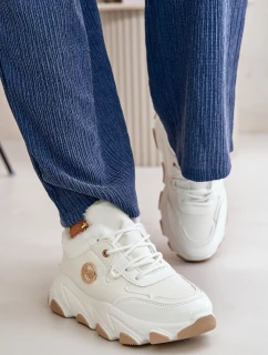 Damskie Buty Sportowe Sznurowane Ocieplane Na Platformie Białe Verioras