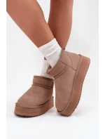 Zamszowe Śniegowce Damskie Na Platformie Vinceza 97962 Beżowe