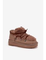 Śniegowce Dziecięce Młodzieżowe Z Futerkiem D.Franklin DFSH370011 Brązowe