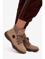 Ocieplane Botki Trapery Damskie Beżowe Zenaya