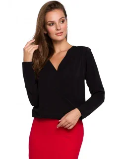 K037 Zavinovacia blúzka - čierna