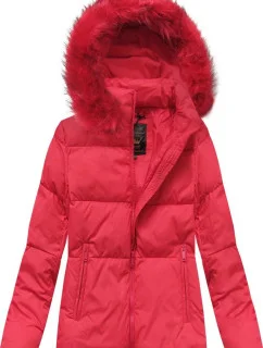 Dámska krátka zimná prešívaná bunda červená (7694)