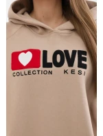 Zateplená bavlnená mikina s kapucňou Love dark beige Zateplená bavlnená mikina s kapucňou Love dark beige