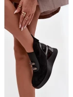 Dámské kotníčkové boty na platformě D&A MR52-106 Černé