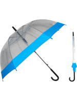 Semiline Dlhý priehľadný dáždnik s automatickým otváraním 2507-4 Transparent/Blue