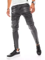 Pánske bojové džínsové nohavice tmavosivé FashionStreet UX3288