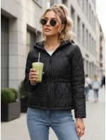 Dámska prešívaná bunda s kapucňou čierna FashionStreet TY5534 Dámska prešívaná bunda s kapucňou čierna FashionStreet TY5534