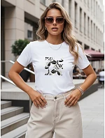 Dámske ležérne tričko s rastlinným motívom, biele, FashionStreet NX8053RY