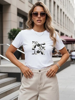 Dámske ležérne tričko s rastlinným motívom, biele, FashionStreet NX8053RY