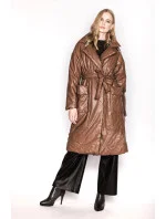 Hnedá oversize bunda z ekologickej kože (AG1-J9080)