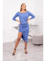 Asymetrické šaty, 3/4 rukávy, džínsovina