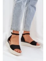 Lekkie Sandały Na Platformie I Delikatnym Koturnie Czarne Gillifia