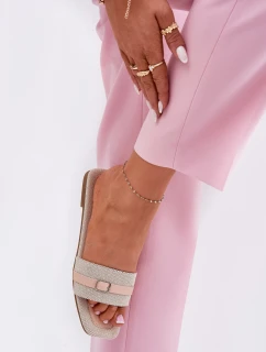 Płaskie Klapki Damskie Z Paskiem I Sprzączką Beżowe Zilina