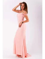 EVA&LOLA dámske dlhé šaty bez ramienok s vlečkou ružové EVA&LOLA dámske dlhé šaty bez ramienok s vlečkou ružové