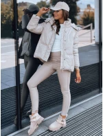 Dámska kožená prechodná bunda COLLAR beige FashionStreet TY3763