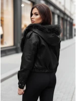 Dámska kožená bunda s kožušinou SOFTREBEL black FashionStreet TY4762z