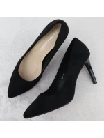 Čierne semišové lodičky na ihlovom podpätku Sergio Leone 1339