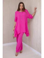 Súprava blúzka + nohavice s fuchsiovým príveskom