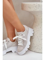 Sneakersy Buty Sportowe Na Platformie CheBello 4632 Srebrne