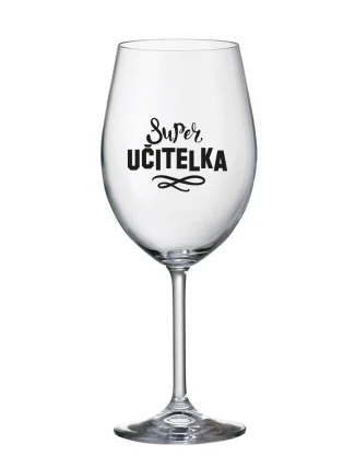SUPER UČITELKA - čirá sklenice na víno 350 ml 