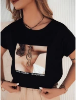 FALCI dámske bavlnené tričko čierne FashionStreet RY2397 FALCI dámske bavlnené tričko čierne FashionStreet RY2397