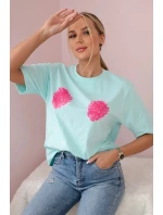 Bavlnená blúzka s kvetinovou potlačou svetlej mäty