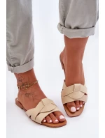 Damskie Materiałowe Klapki Beżowe Aversa