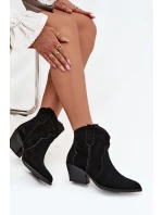 Wsuwane Botki Kowbojki Damskie Z Naturalnego Zamszu Czarne Beretta