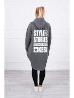 Zateplená mikina s dlhým chrbtom a kapucňou v grafitovej farbe Zateplená mikina s dlhým chrbtom a kapucňou v grafitovej farbe