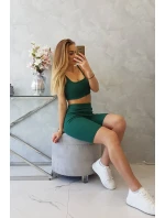 Súprava s nohavicami s vysokým pásom zelená