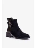 Elegantné členkové topánky na podpätku zateplené čierne