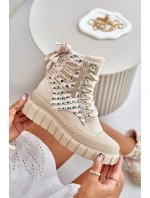 Dámske vysoké tenisky na pevnej platforme Light Beige Kernia