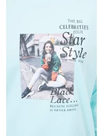 Blúzka s potlačou Star Style v mätovej farbe Blúzka s potlačou Star Style v mätovej farbe