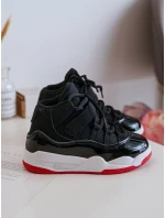 Dziecięce Sportowe Buty Sznurowane Czarno-Czerwone Darina