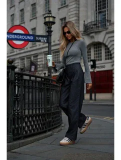 M799 Široké nohavice - grafitové