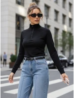 Dámska mikina so stojačikom čierna FashionStreet BY1564 Dámska mikina so stojačikom čierna FashionStreet BY1564