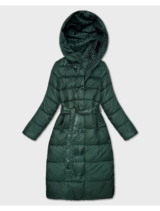 Obojstranná dlhá bunda s kapucňou zelená (P22-6638-33+33)