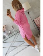 Šaty s kapucňou a dlhším chrbtom svetlo ružové