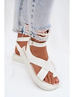 Sandály z eko kůže na platformě Bílé Zella