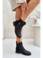 Ploché členkové topánky na podpätku s remienkom Black Sabamessa
