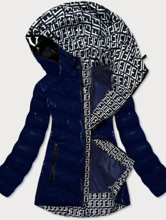 Svetlomodrá lesklá dámska bunda s ozdobnou podšívkou (xw810x)