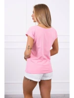 Blúzka s potlačou pier svetloružová Blúzka s potlačou pier svetloružová