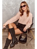 Kozaki Damskie Sznurowane Z Elastyczną Cholewką Czarne Virxinia