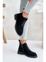 Zamszowe Niskie Botki Na Płaskim Obcasie Ocieplane D&A JC42-23 Czarne