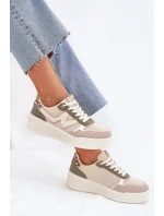 Sneakersy Damskie Na Platformie Panterka Beżowe Kelsia
