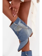 Botki Damskie Na Słupku Z Łańcuszkiem Jeansowe Ilyana