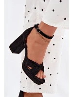 Dámské sandály na podpatku s imitací semiše černé Rosetta