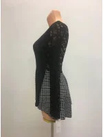 Dámsky top - tričko s kvetinovými rukávmi dlhý rukáv čiernobiele - Čierno-biela / UNI - OEM Dámsky top - tričko s kvetinovými rukávmi dlhý rukáv čiernobiele - Čierno-biela / UNI - OEM