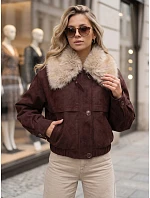 Dámska zimná semišová bunda s kožušinou, vínová, FashionStreet TY5696 Dámska zimná semišová bunda s kožušinou, vínová, FashionStreet TY5696